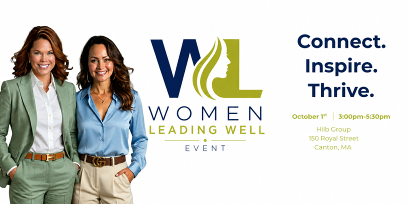 Women Leading Well event banner: Connect. Inspire. Thrive.
